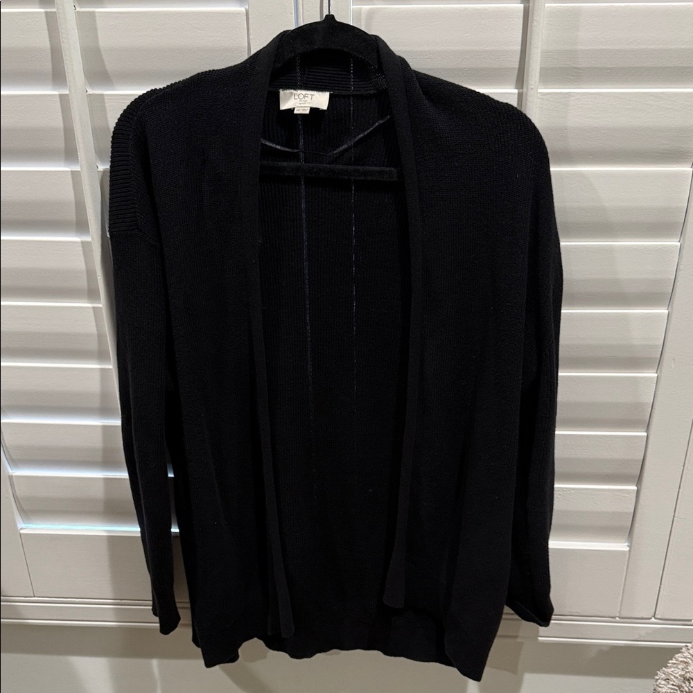 LOFT Charcoal Open Front Sweater
